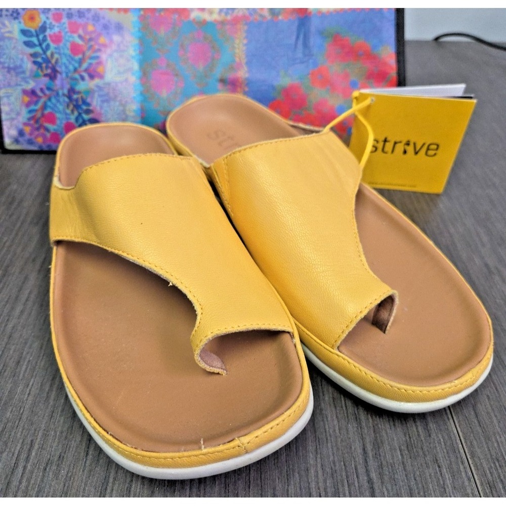 Strive Women Capri Slip On Sandal Shoe US 9/EU 39‎ Arch Support Yellow New